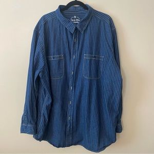 Liberty Blues Mens Button Down, Blue/ White Pinstripe, 3XL
